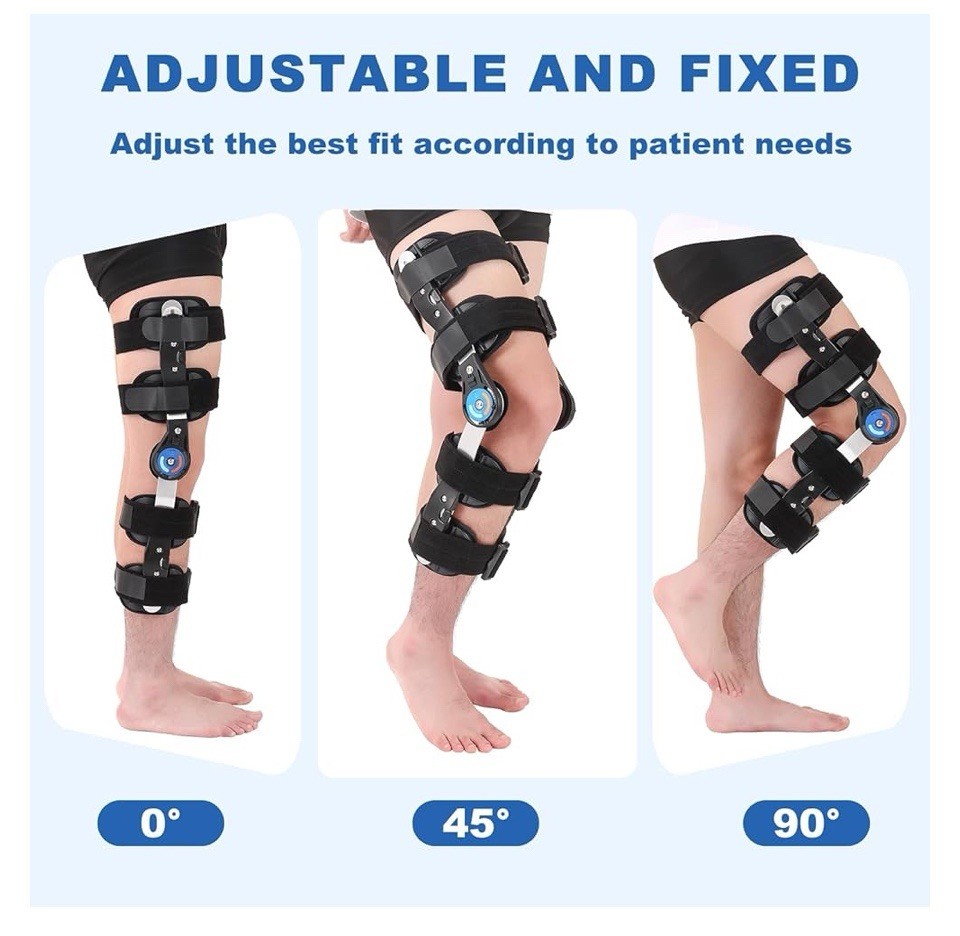 Hinged ROM Knee Brace, Post Op Knee Brace for Recovery Stabilization, ACL, MCL