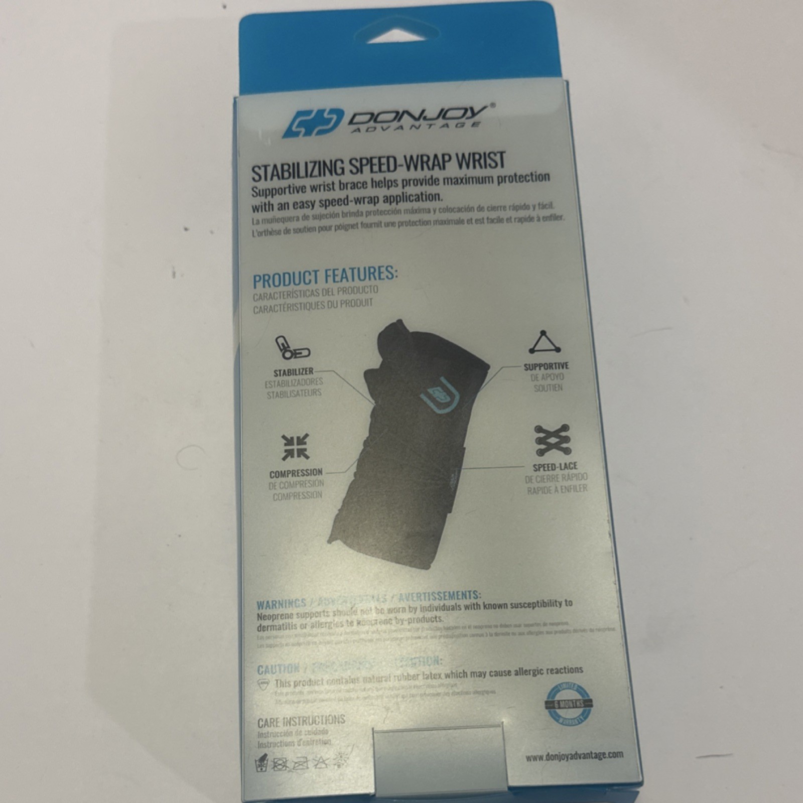 DonJoy Advantage Stabilizing Speed-Wrap Wrist Brace Adjustable Medium Black