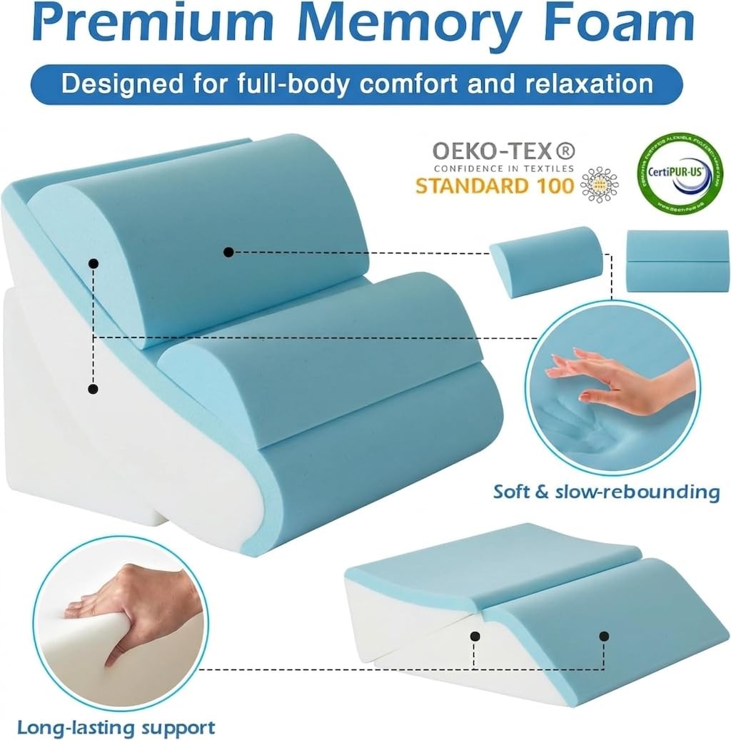 6PCS Wedge Pillow Set for After Surgery, Orthopedic Bed Wedge Pillow for Headbo