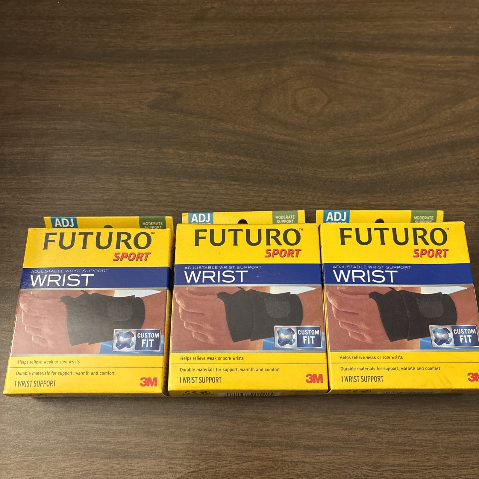 (3) NEW FUTURO SPORT ADJUSTABLE WRIST SUPPORT, CUSTOM FIT, 3M – Total Of Three—