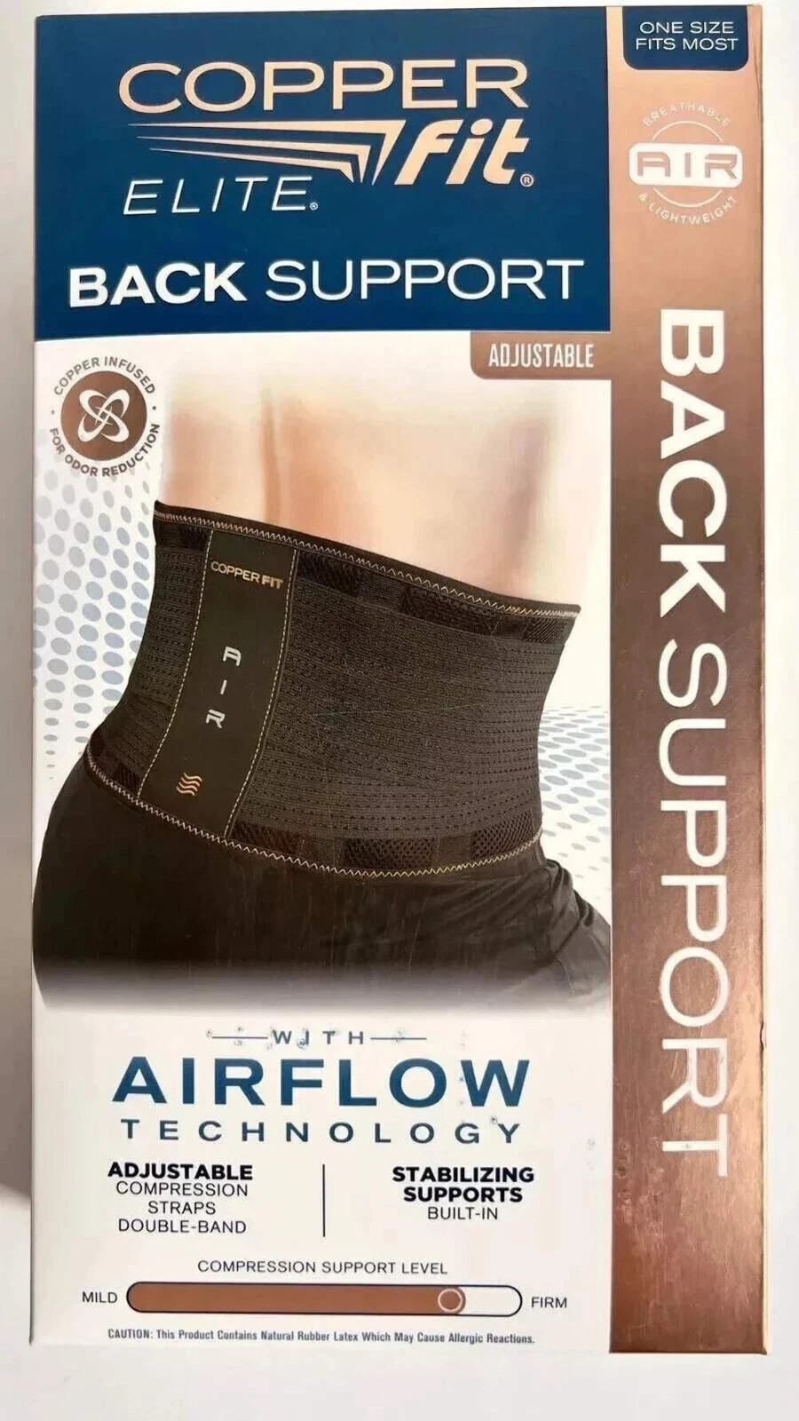 Copper Fit Elite Back Support AirFlow Adjustable 30-50 NEW