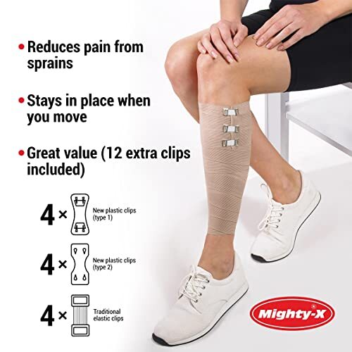 Elastic Bandage Wrap -4 Pack+12 Extra Clips-Durable Compression Bandage 15ft in