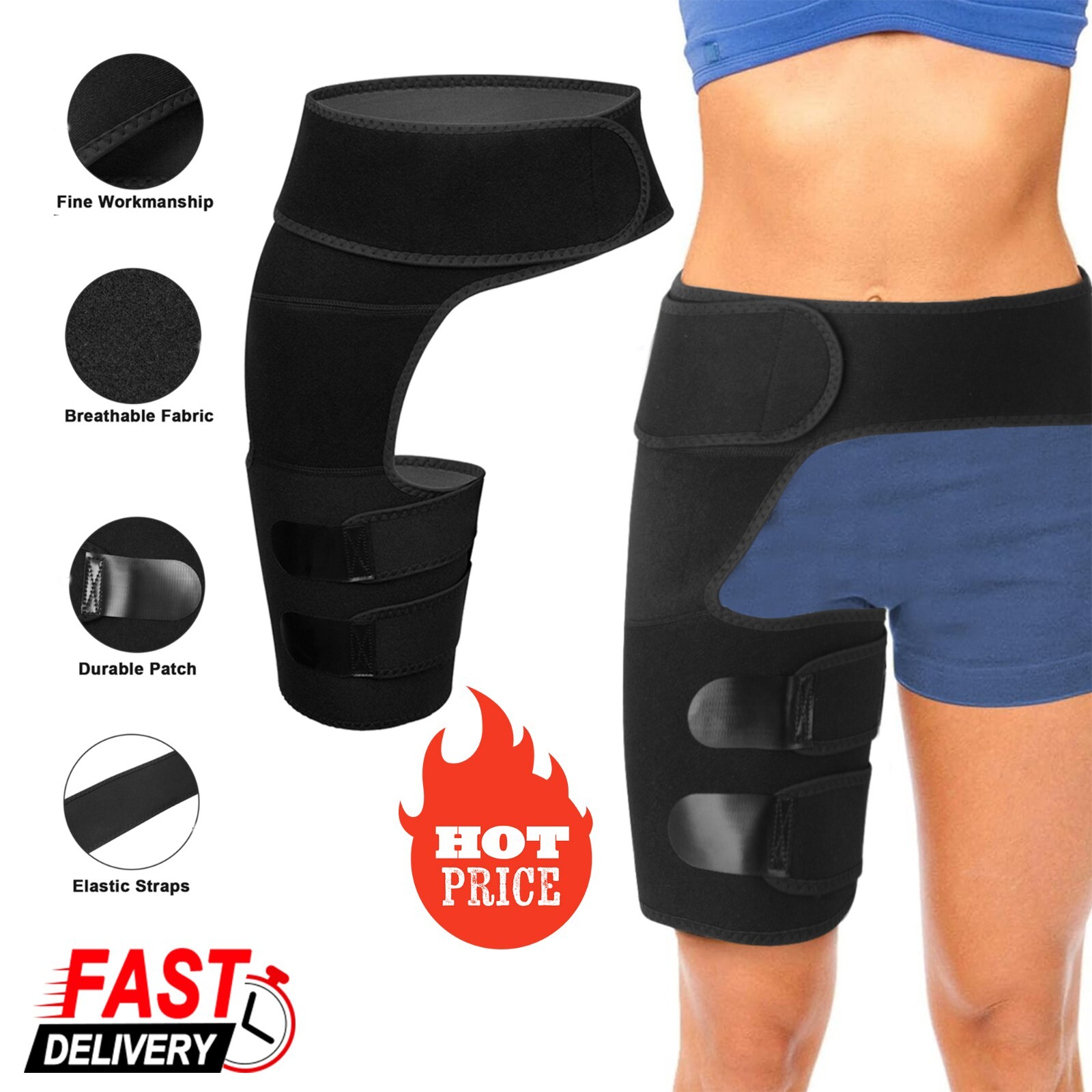 Hip Support Thigh Compression Wrap Femoral Head Pain Relief Adjustable Breathabl