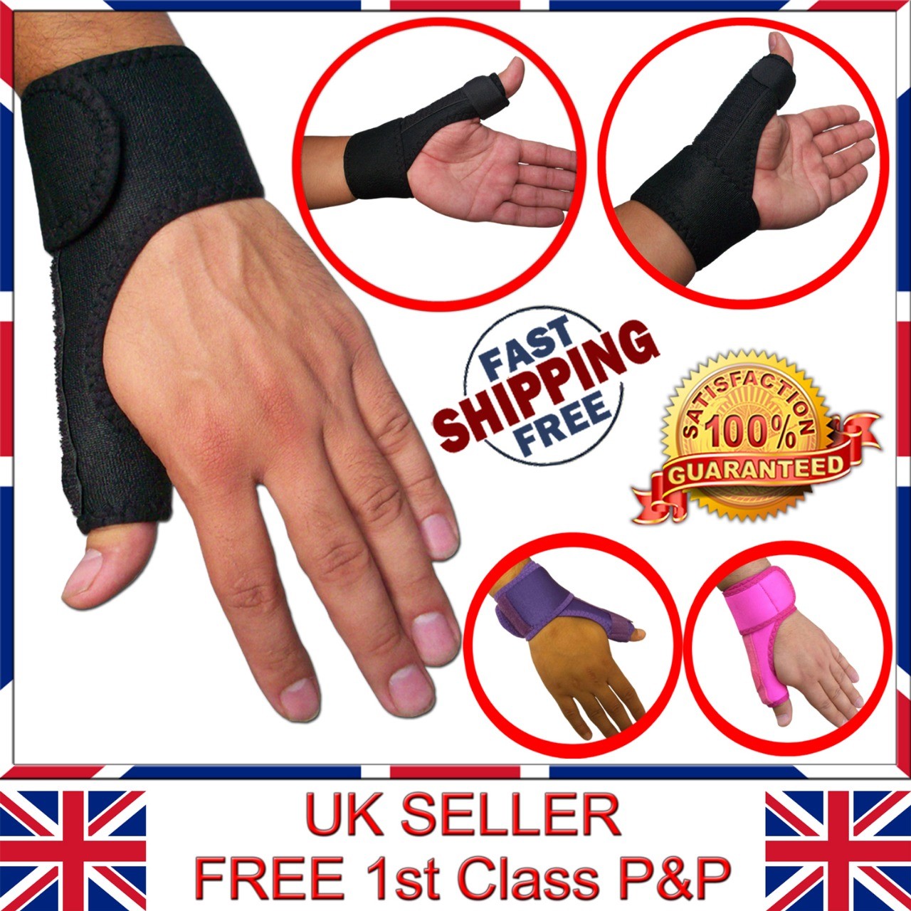 LTG PRO® Neoprene Thumb Support Splint CMC Spica Brace Wrist Hand Strain Sprains