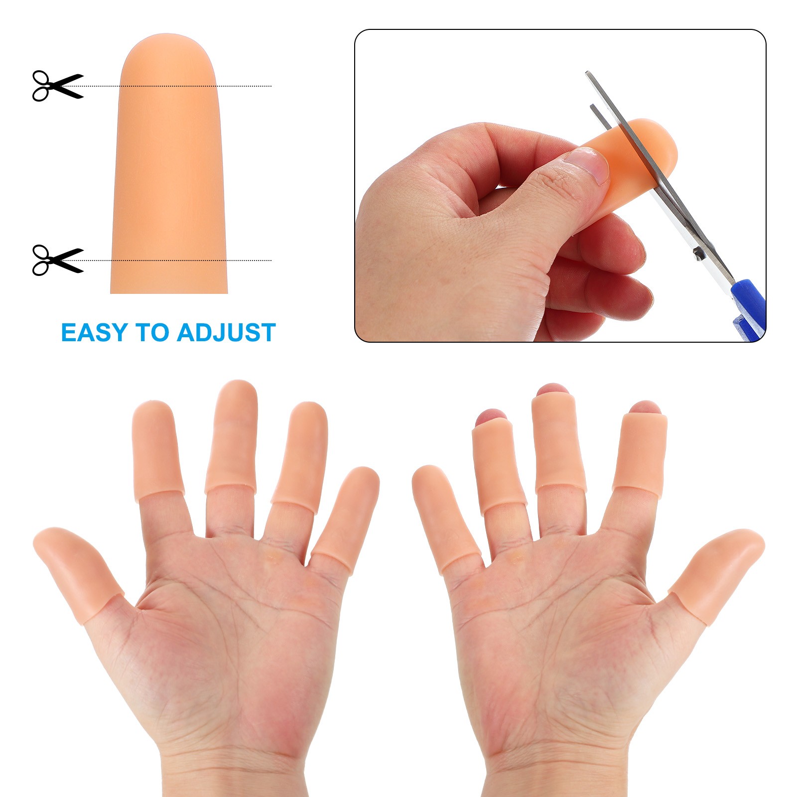 2″ Silicone Gel Finger Cots, 12 Pcs Fingertips Sleeve Protector, Beige