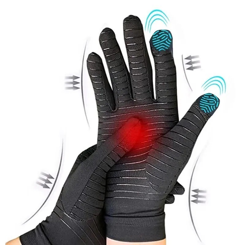 Copper Arthritis Compression Gloves Hand Support Pain Relief Joint Self Care.
