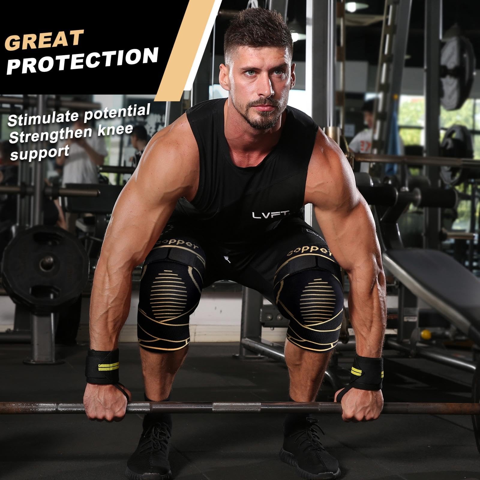JHVW Copper Knee Brace for Women Men 2-Pack, Compression Medium,
