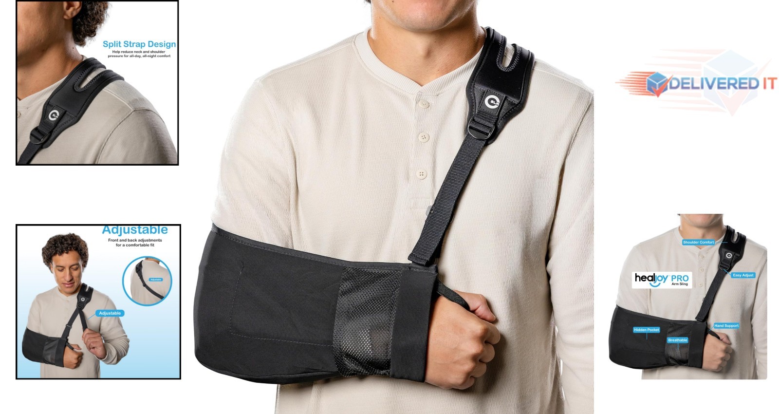 Pro Arm Sling Support Lightweight Breathable Mesh Adjustable Left or Right