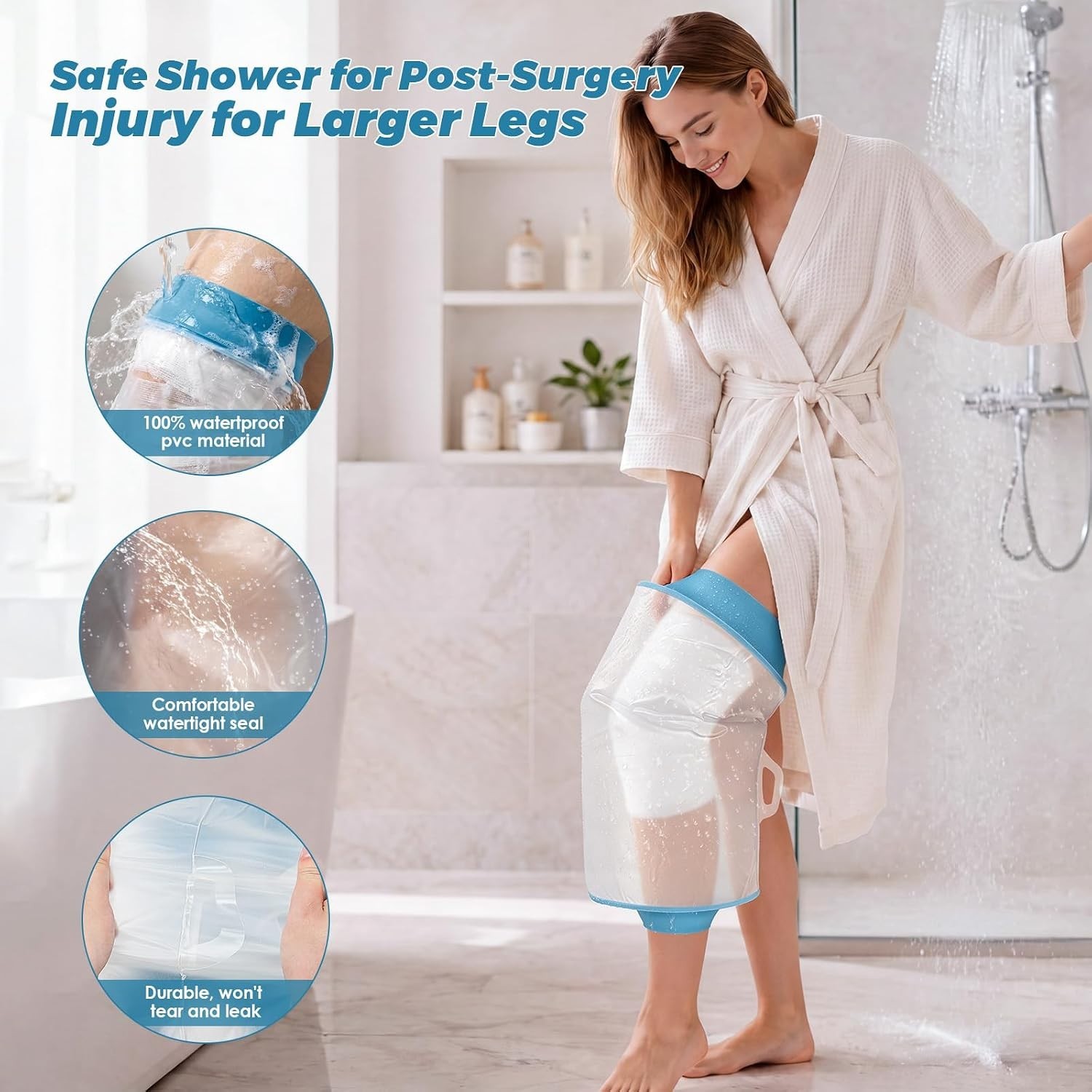 Extra Large Waterproof Knee Shower Protector After Surgery, Reusable | Watert…