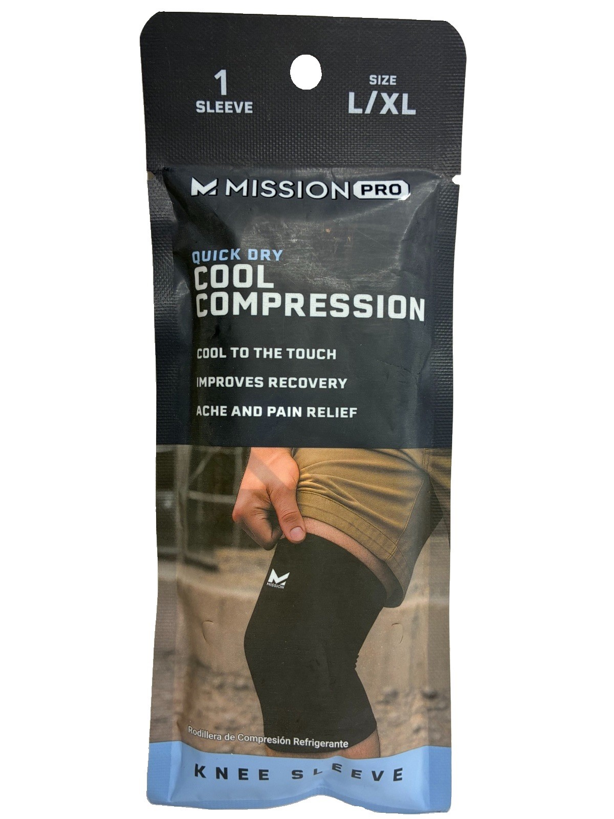 Mission Pro Quick Dry Cooling Compression Knee Sleeve, Black, Size L/XL