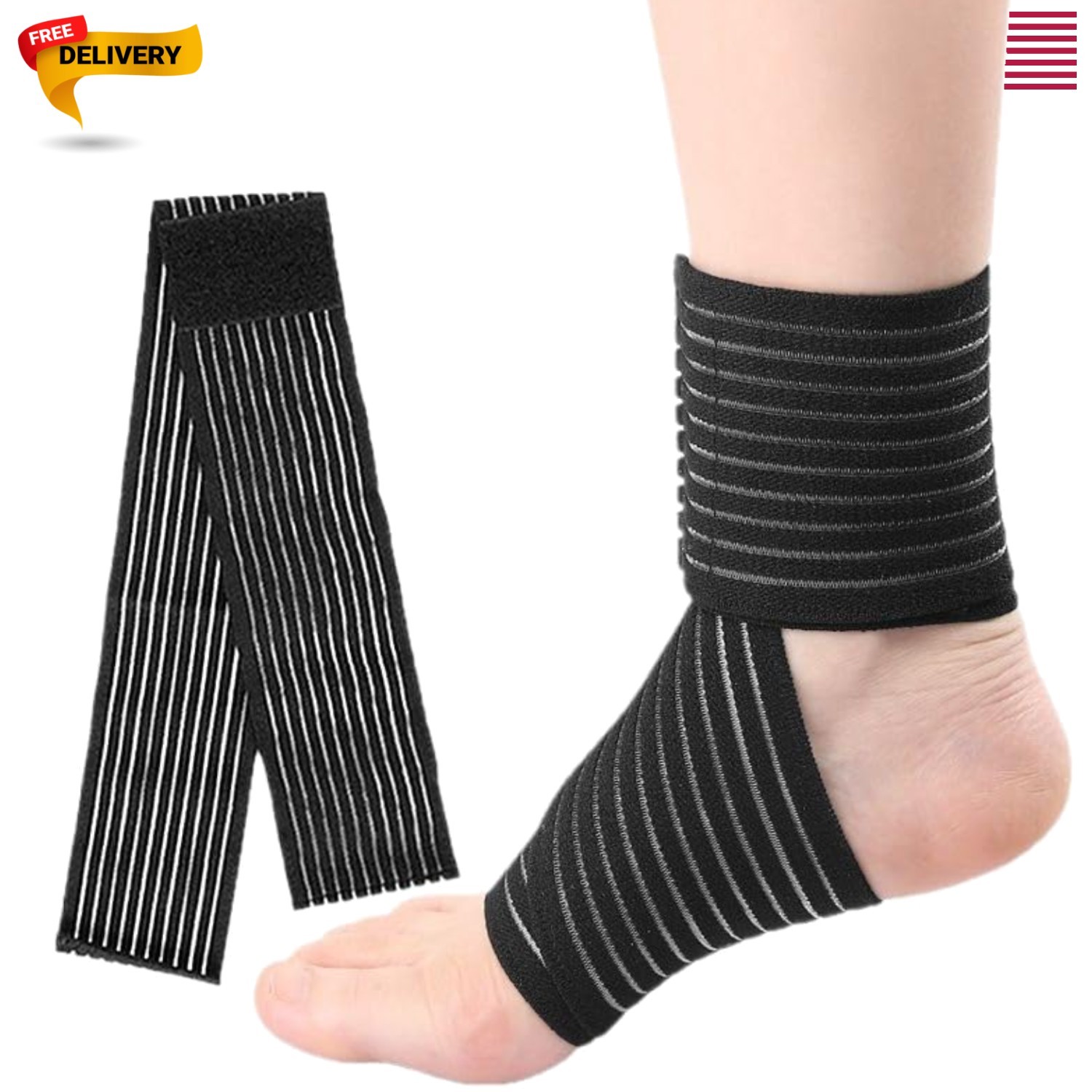 Adjustable Ankle Support Brace with Hook and Loop Closure – Breathable Anti-S…