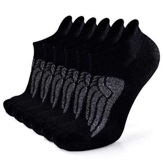 Merino Wool Compression Support Ankle Running Large-X-Large 6 Pairs Black