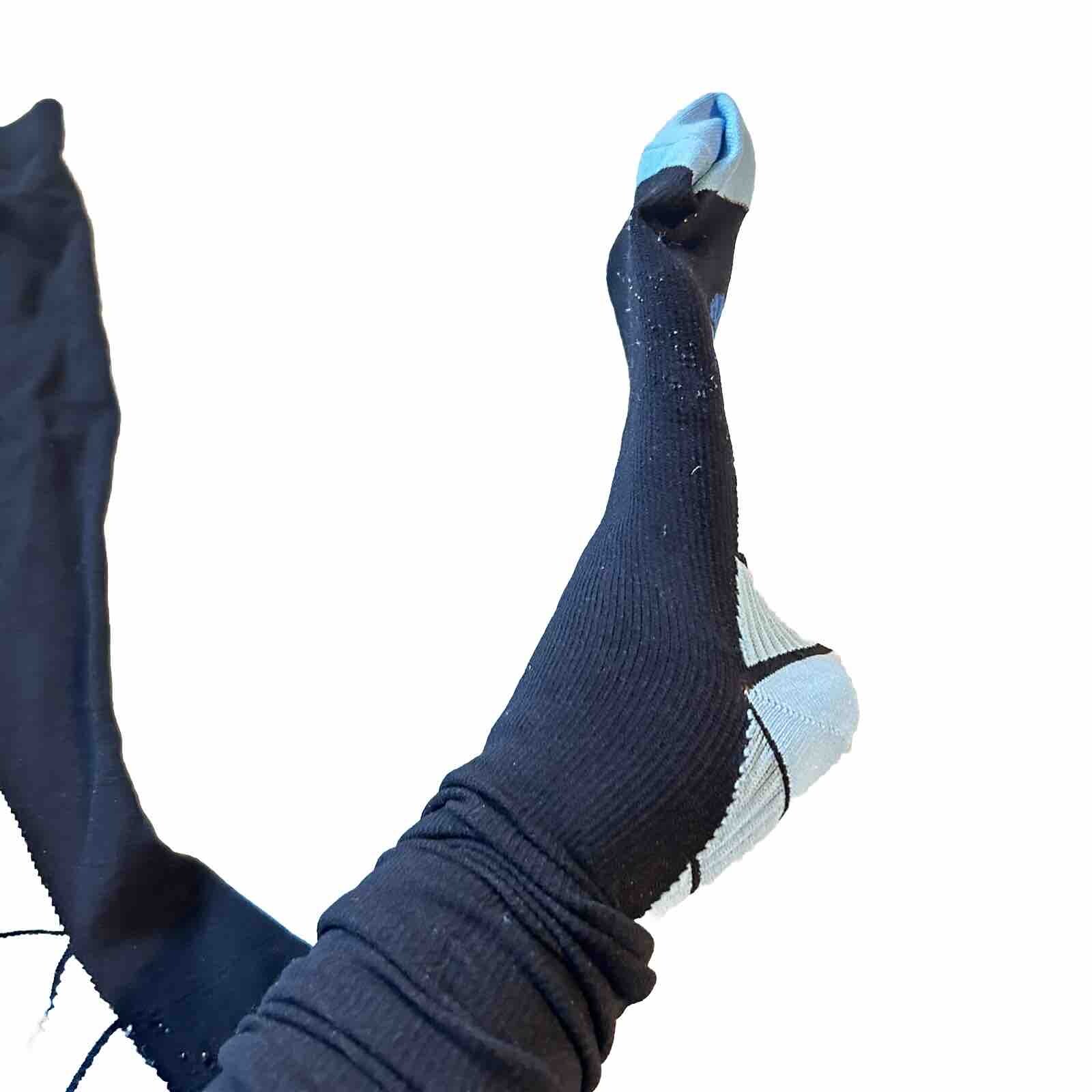 Compression Socks Black And Blue Knee High Small/Medium 2x Pairs