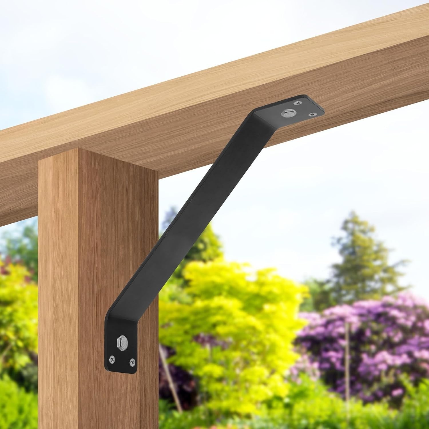 Versatile 4-Piece Black Angle Bracket Set for Furniture and Structual Support