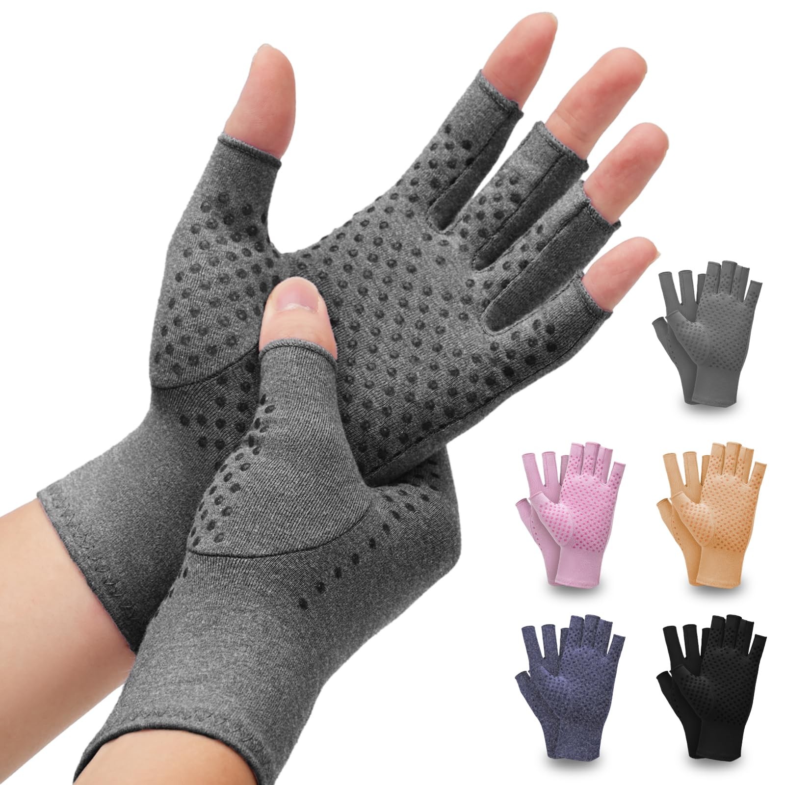 2-Pair Arthritis Compression Gloves for Hand Arthritis, Fingerless
