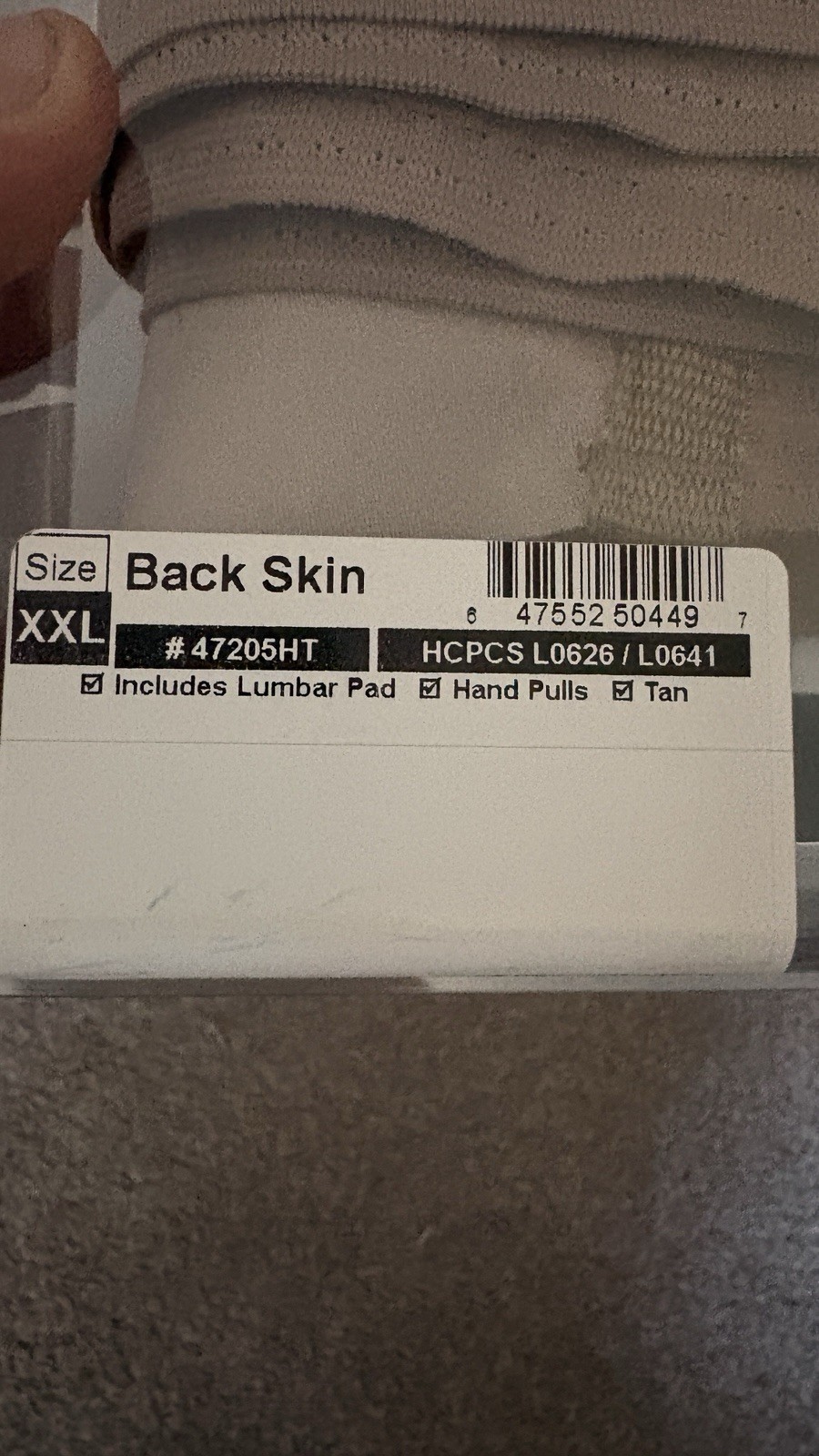 BioSkin Back Skin w/ Flexible Support, XX Large 42”-46” Waist