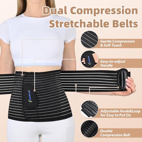 Abdominal Binder Post Surgery Postpartum Belly Band, C-section Belly Black S/M