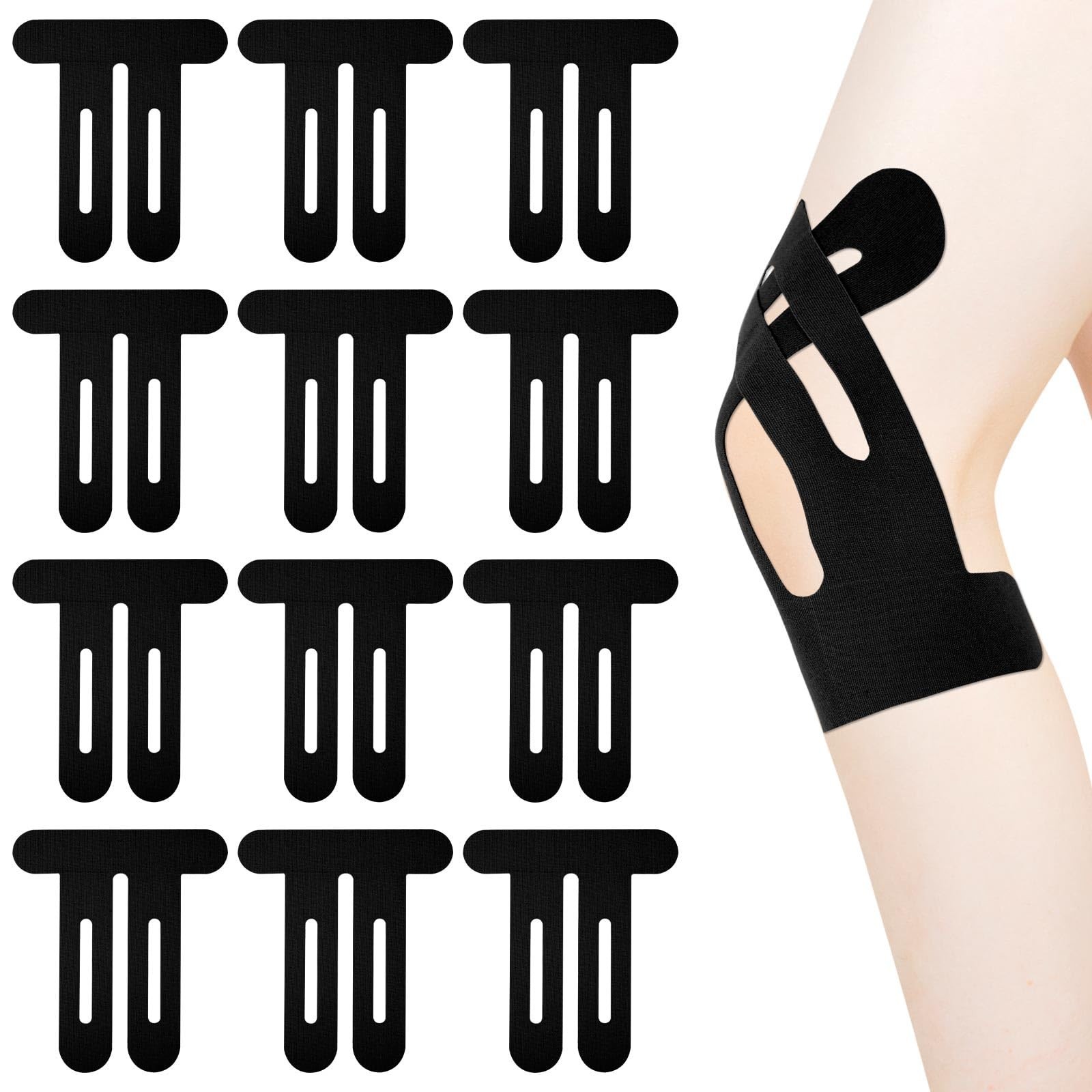 12pcs Kinesiology Tape Strips – Breathable, Elastic, Waterproof Knee Support & S