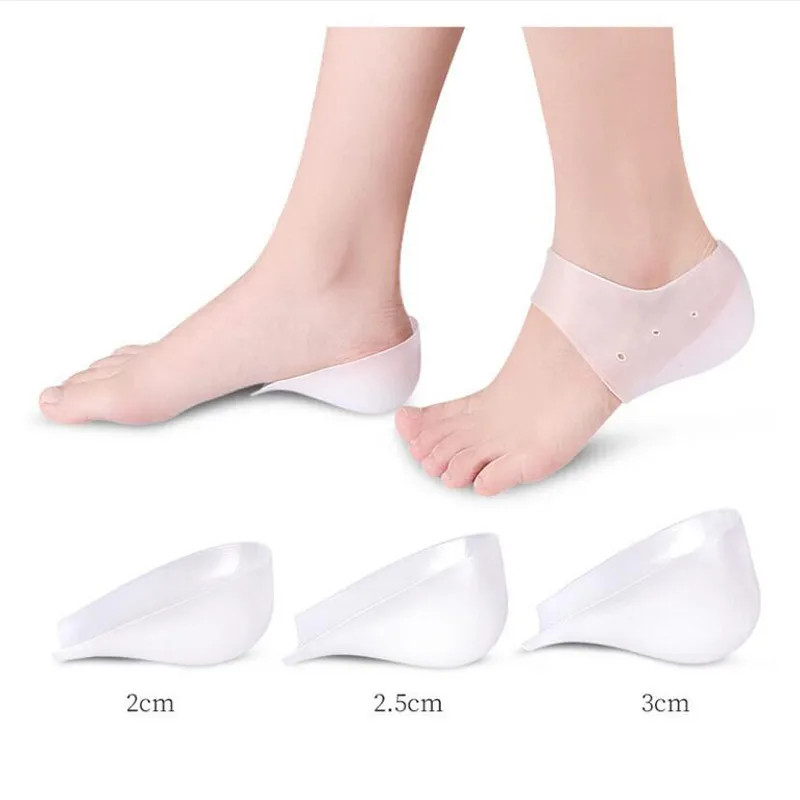 Unisex Invisible Height Increase 5CM Silicone Socks Gel Heel Pads Orthopedic Arc