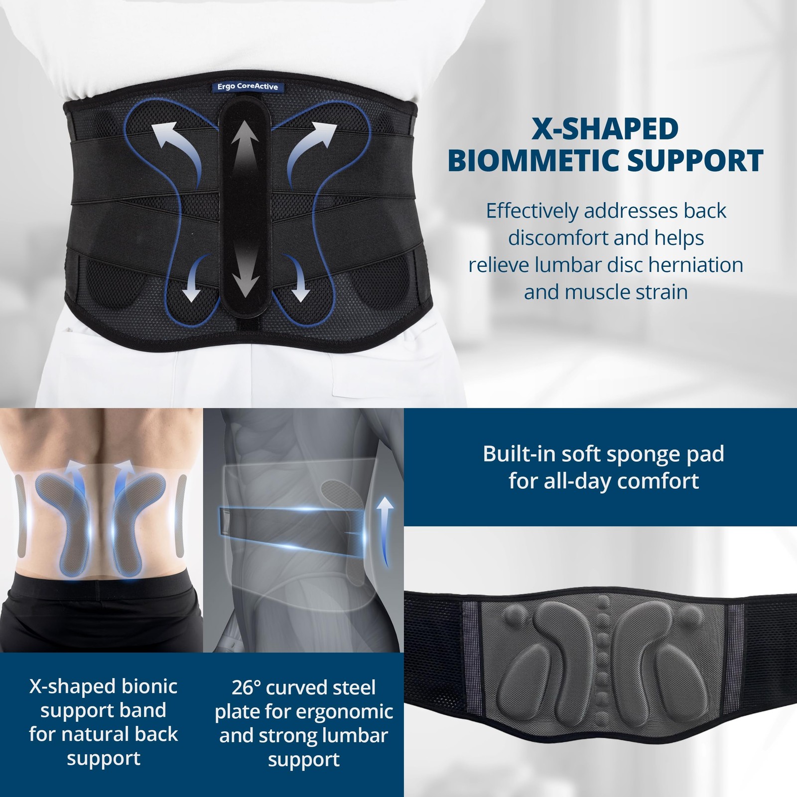 Strong Self-Heating Fit Lower Back Brace – Advanced Composite Fiber Support B…