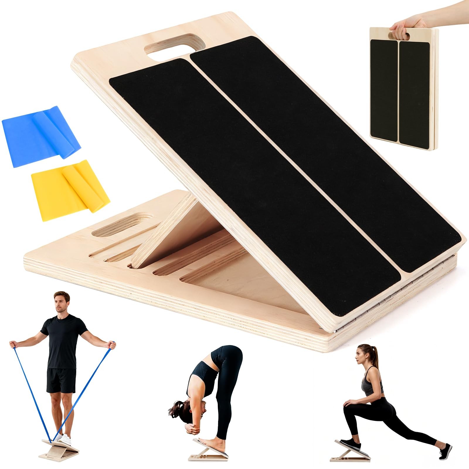 Slant Board for Calf 16 Inch (L) x 12 (W) x 1.42 (H), Wood+ Black