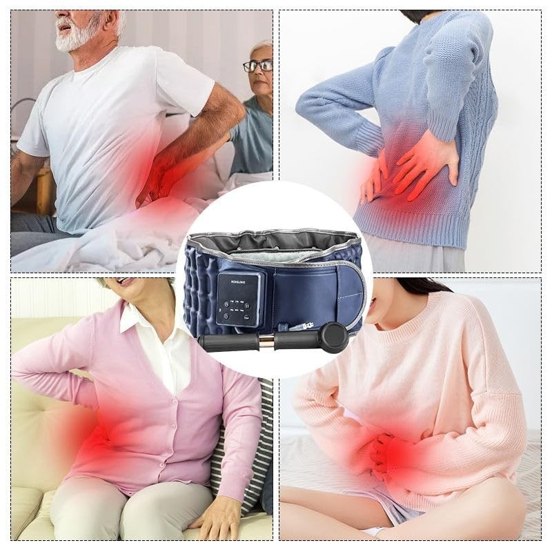Inflatable Decompression Back Belt, Red Light Heated Lumbar Support, 6 Heat/T…