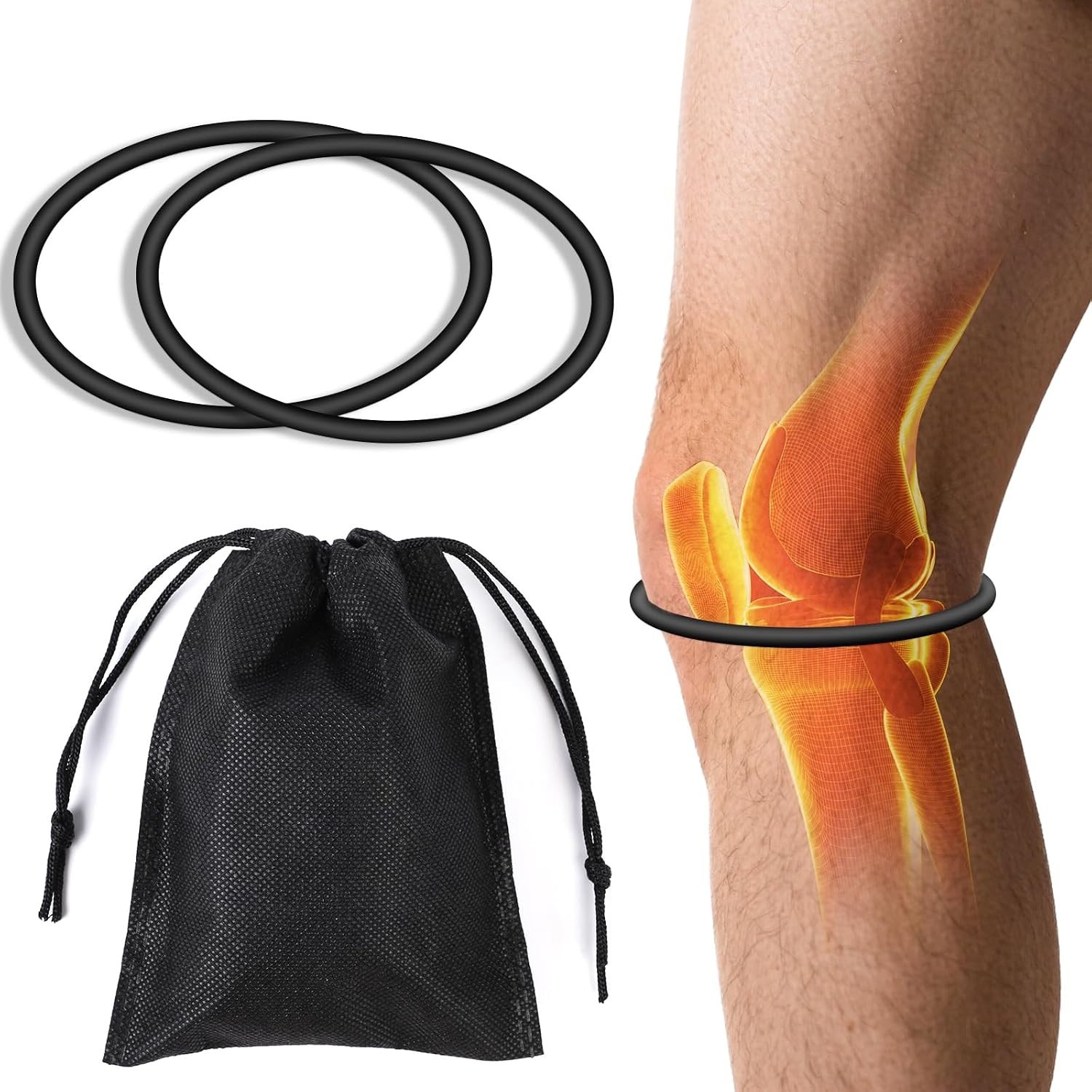 2PCS Black Patellar Tendon Support Strap, Knee Pain Relief Patella Band for B…