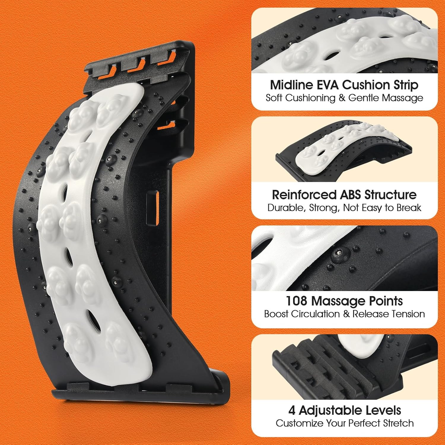 Premium Back Stretcher for Lower Back Pain Relief – 4-Level Adjustable Lumbar Su