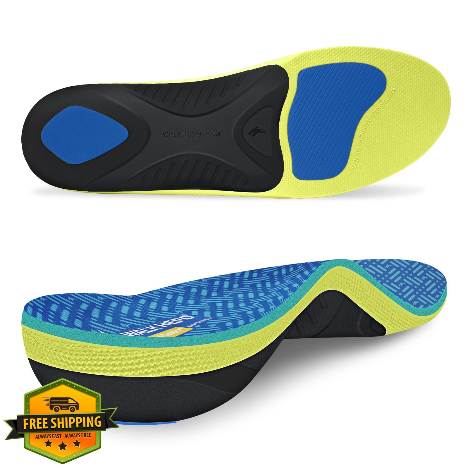 WalkHero Arch Support Ice Blue Mens 6-6.5 Womens 8-8.5