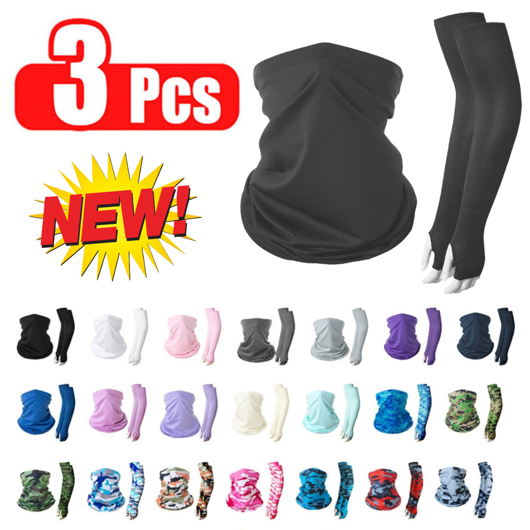 NEW!! 3 Pcs Mangas De Brazo Proteccion Solar Para Deportes Ciclismo Conducción