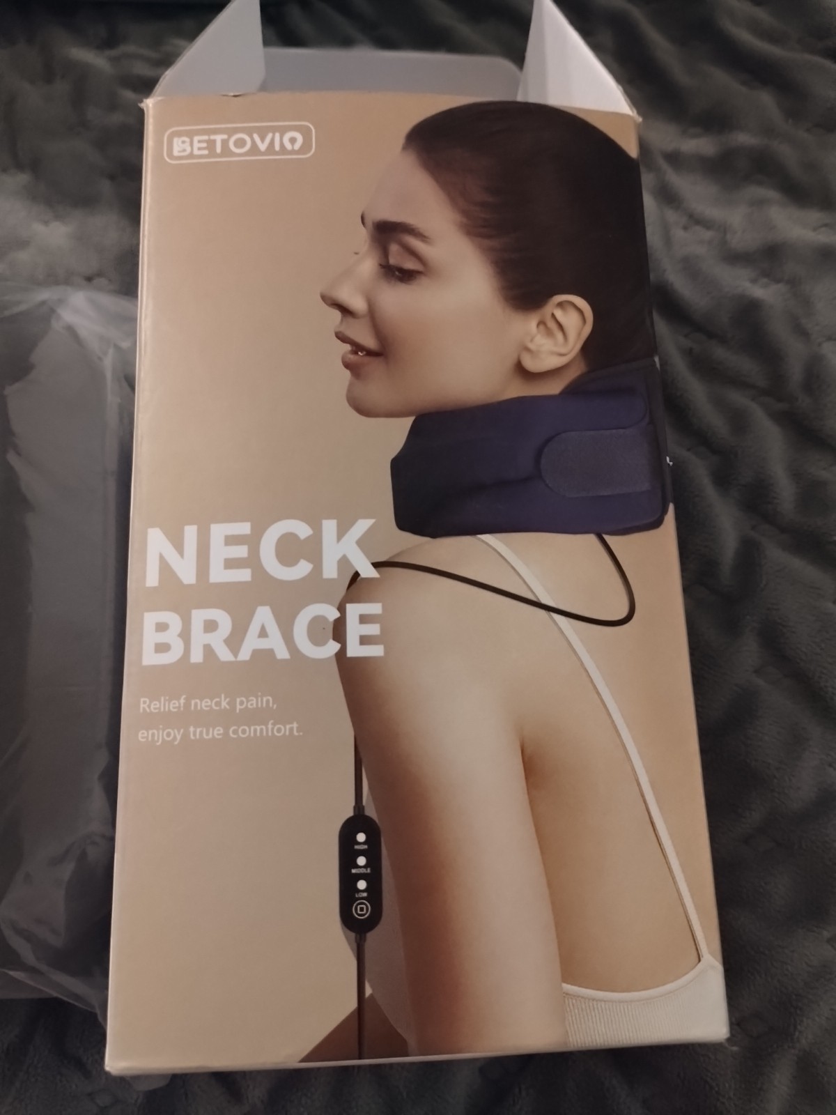 Betovio Neck Brace Cervical W/ Heating Pad Blue-Unisex Sz Large