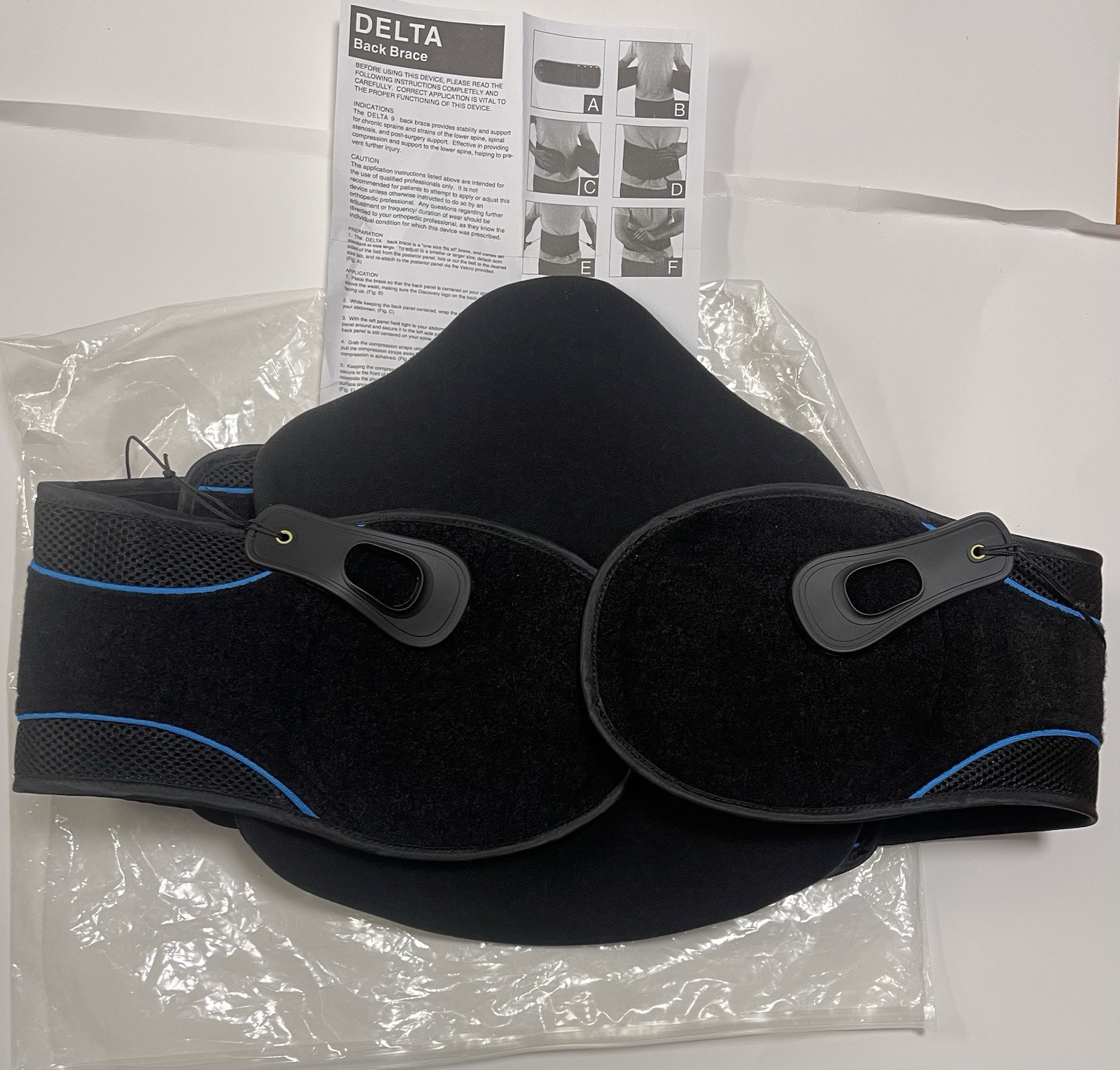 Comfortland Delta Adjustable Back Brace Orthopedic Support Nylon black