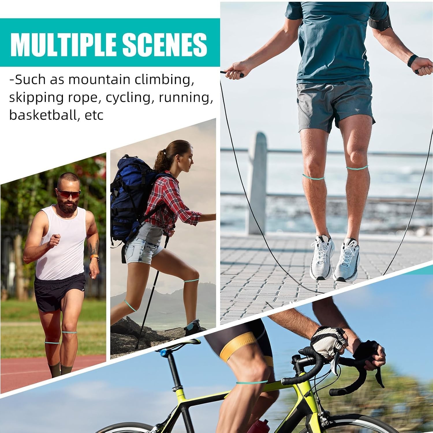 Silicone Knee Compression Bands – 2 Pack Adjustable Patella Support for Athletes