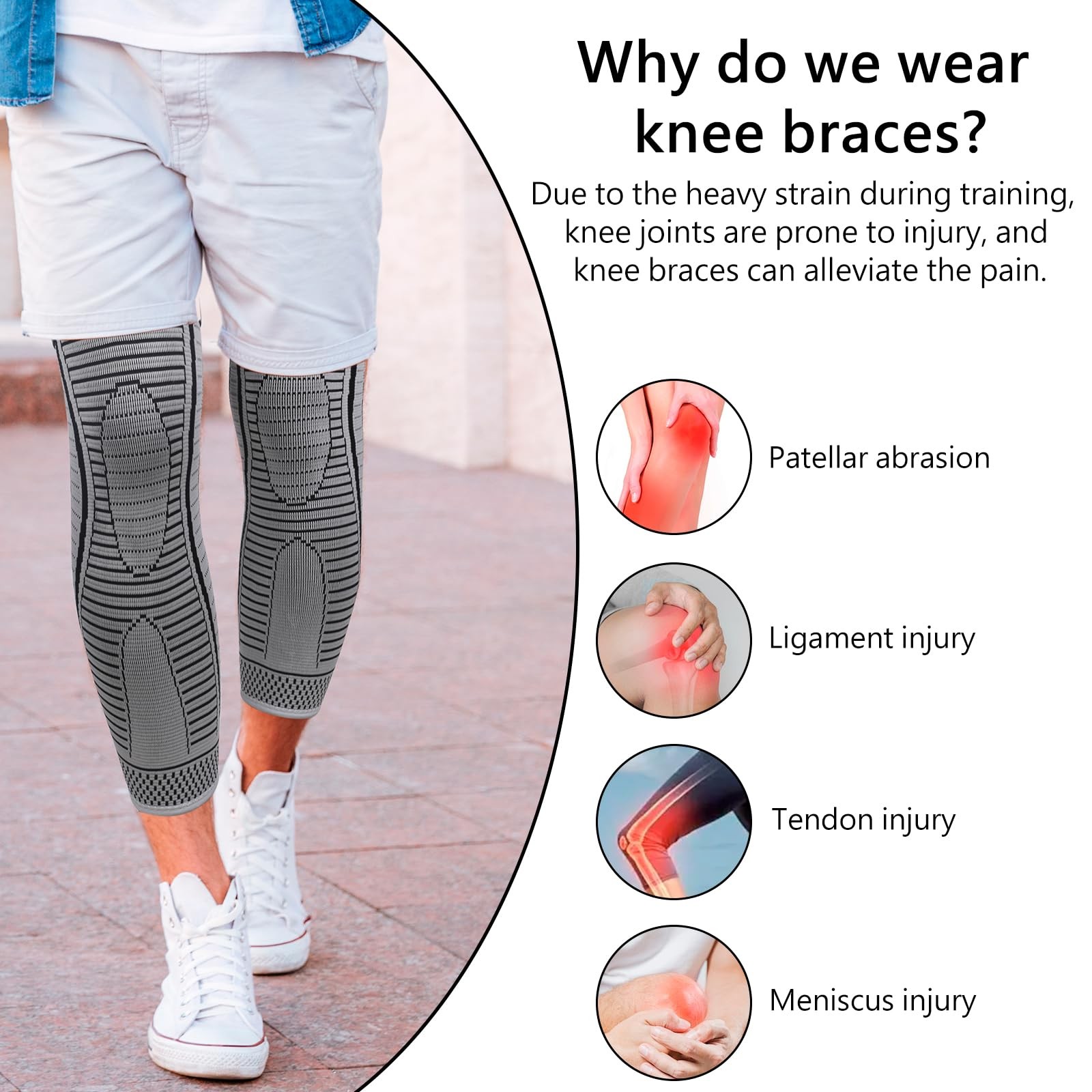 2 Pack Full Leg Compression Sleeves Long Knee Support Support Men Women
