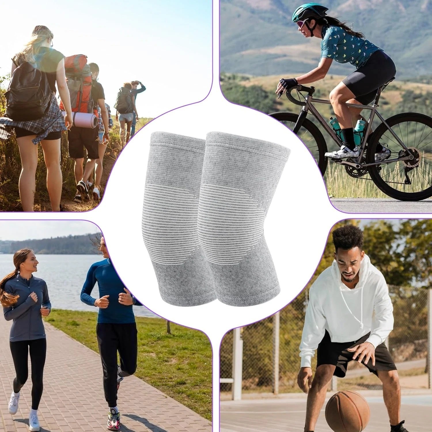 Bamboo Knee Sleeve Elastic Compression Knee Brace Warm Breathable Pads XL