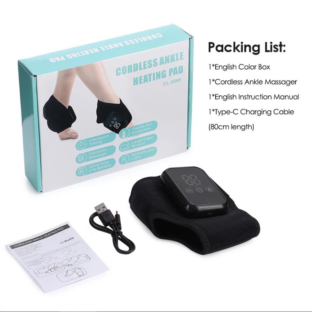 2x Electric Foot Ankle Massager Heating Vibration & Hot Compress Pain Relief