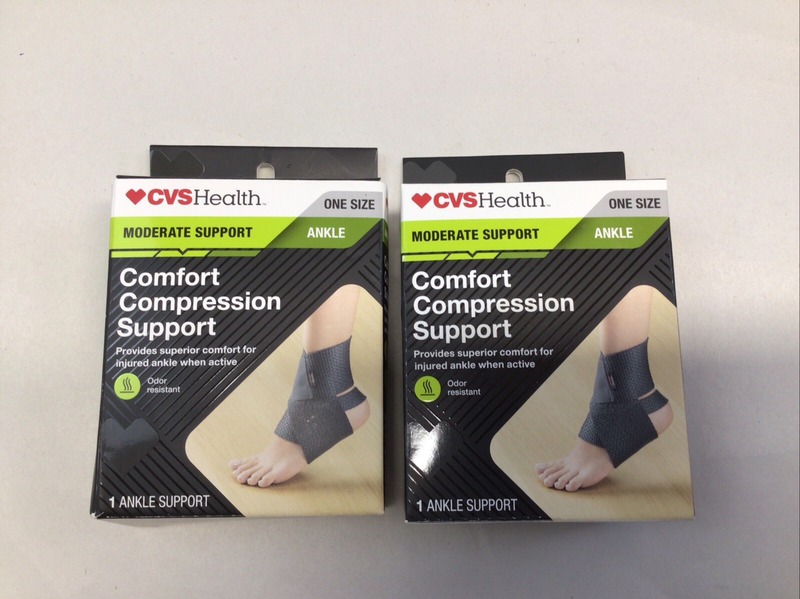 CVS Health Ankle Moderate Support Comfort Compression Support One Size 2 Pack
