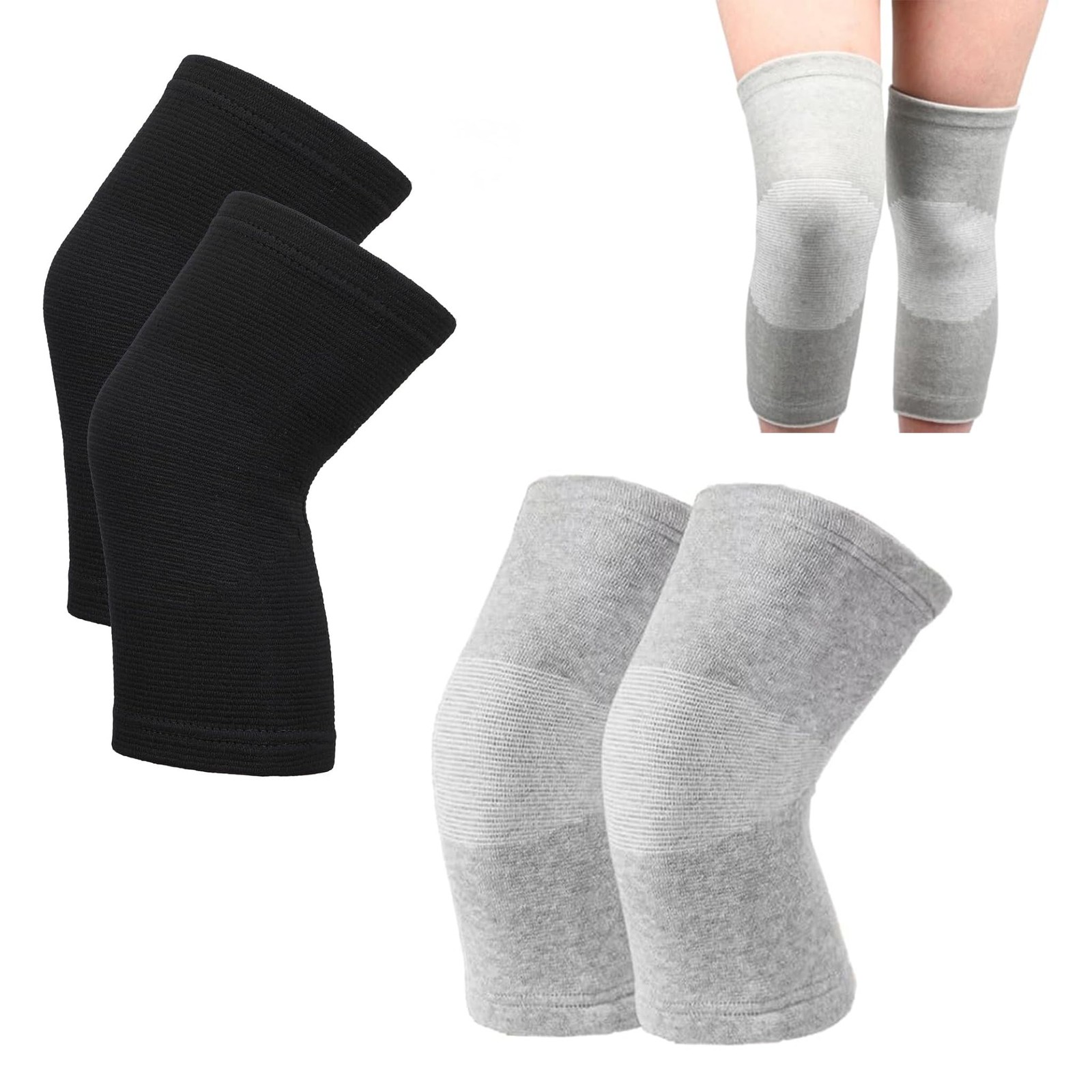 Jrroc Premium Bamboo Knee Compression Sleeve, 2 X-Large, Black+Gray- X-Large