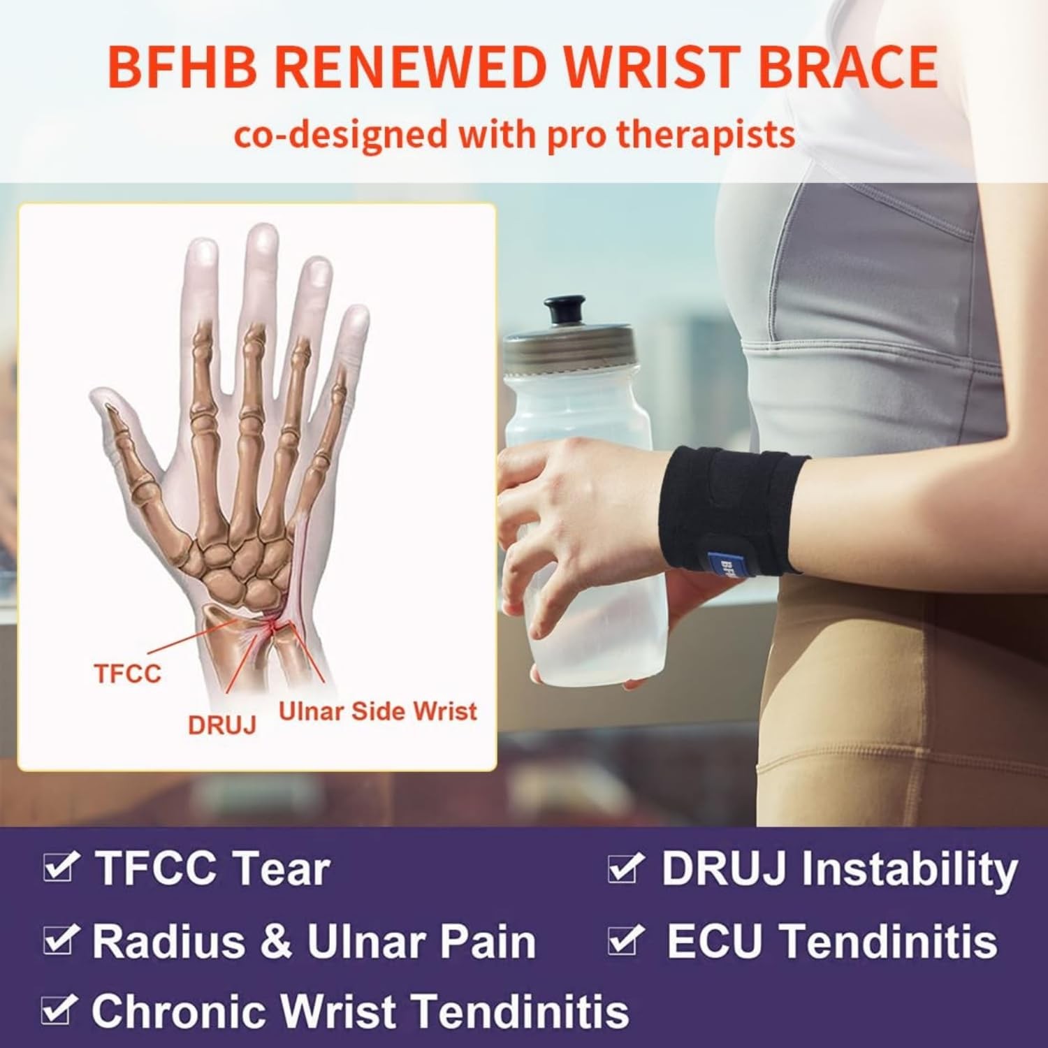 New Updated Wrist Brace for TFCC Tears – Adjustable, Dual protection, Fit Bot…