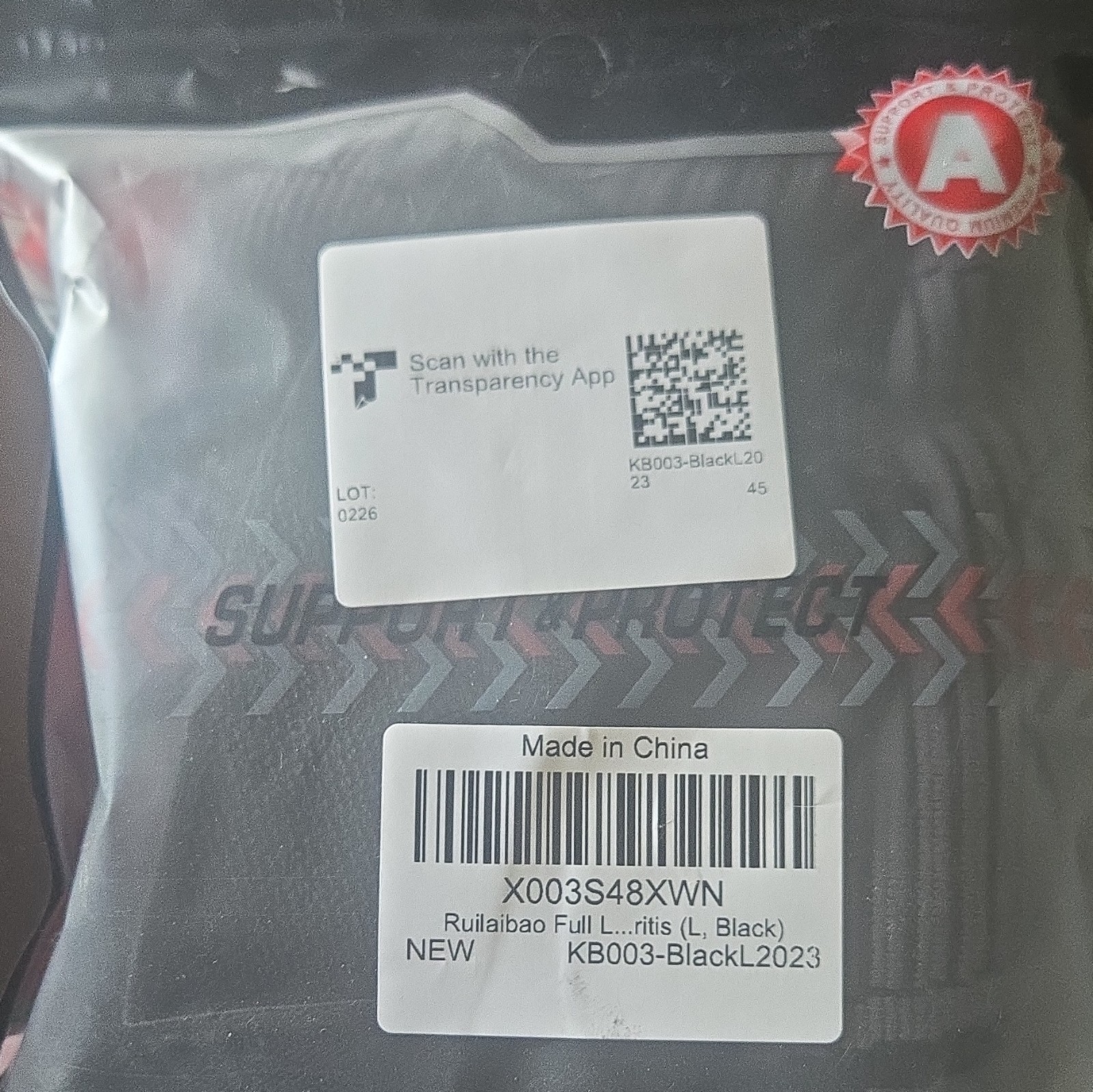 Ruilaibao Compression Sleeve Support & Protect Size L Black KB003-BlackL2023