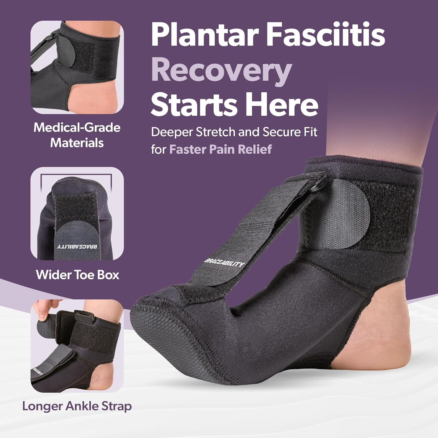 Plantar Fasciitis Night Splint Sock Small Adjustable Foot Support Pain Relief