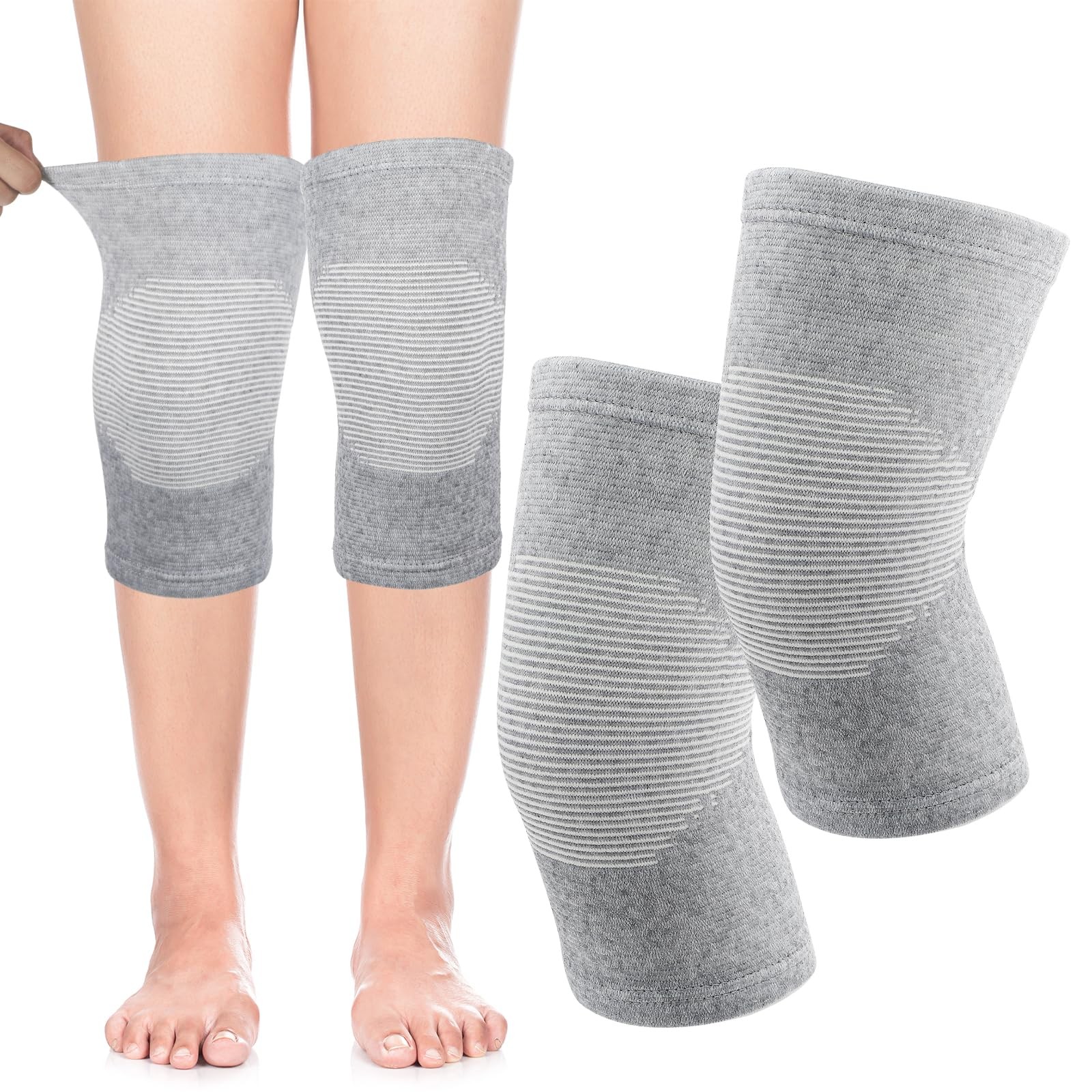 Bamboo Knee Sleeve Elastic Compression Knee Brace Warm Breathable Pads Xl