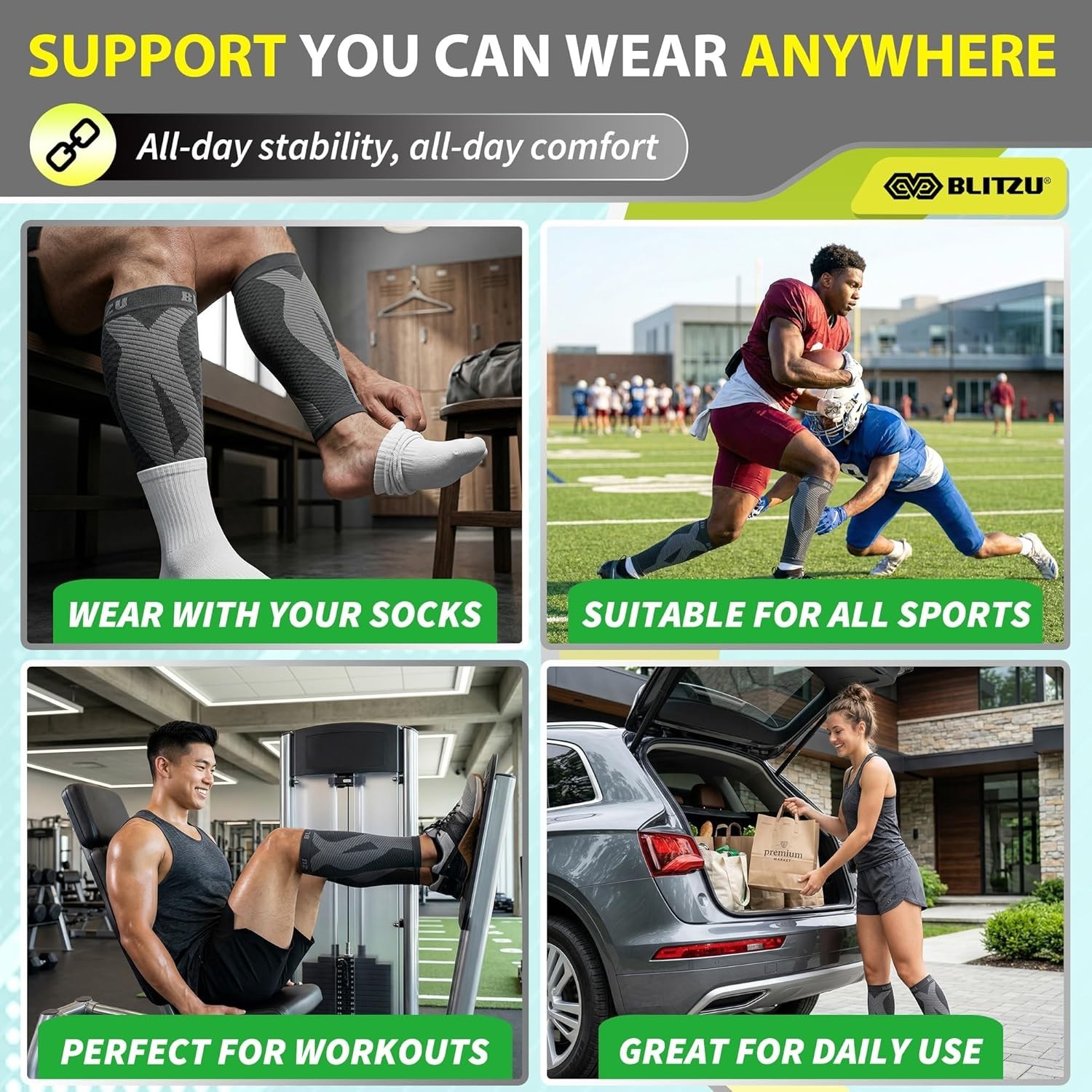 Calf Compression Sleeve For Men & Women Footless Compression Socks Support