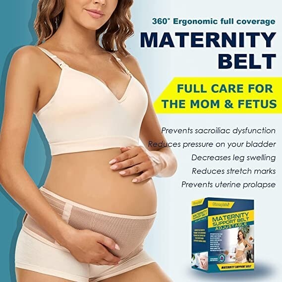 ChongErfei Maternity Belt Belly Band Back Support Abdominal Brace One Size -Nude