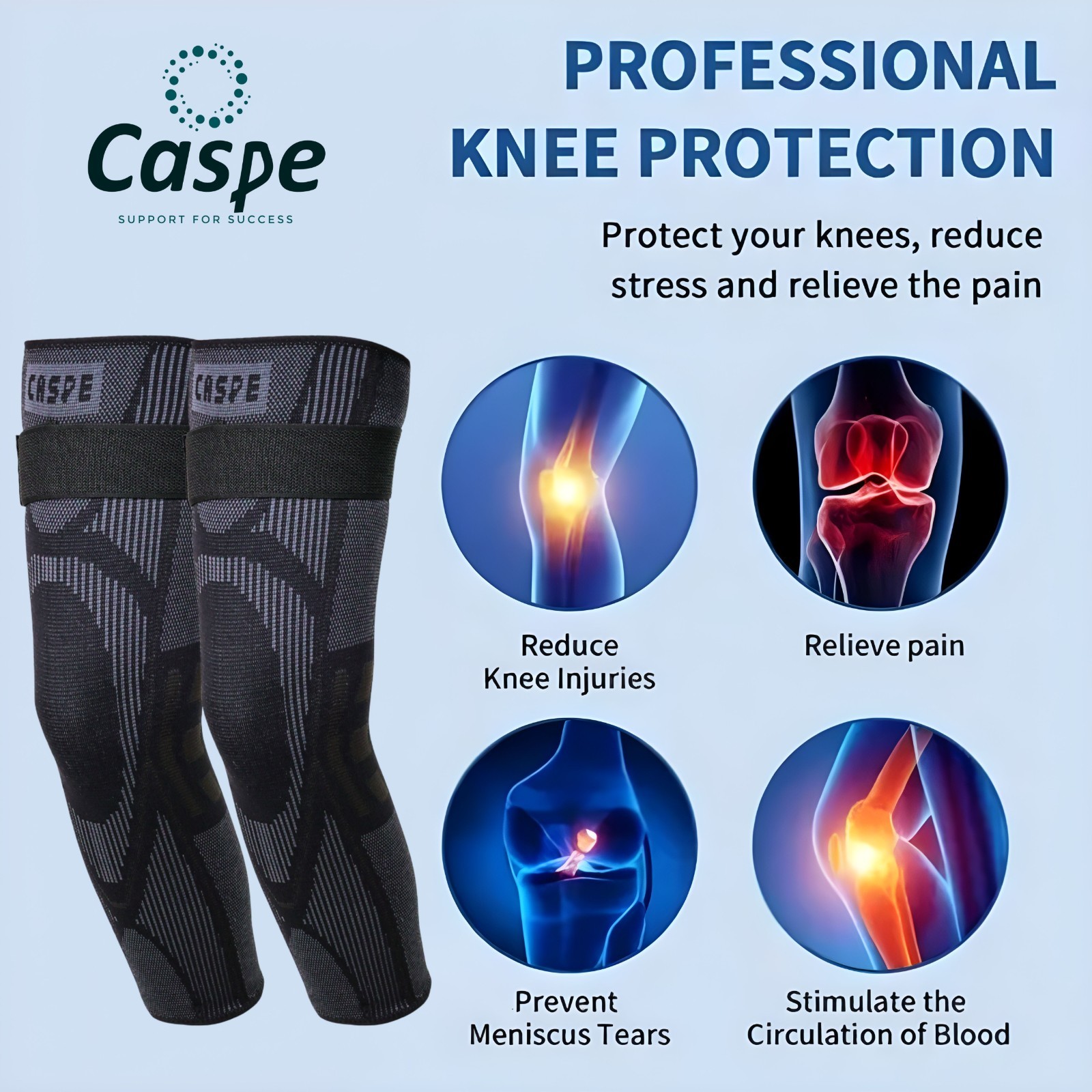 2Pack Knee Support Compression Full Leg Sleeve Sport Joint Pain Relief Arthritis