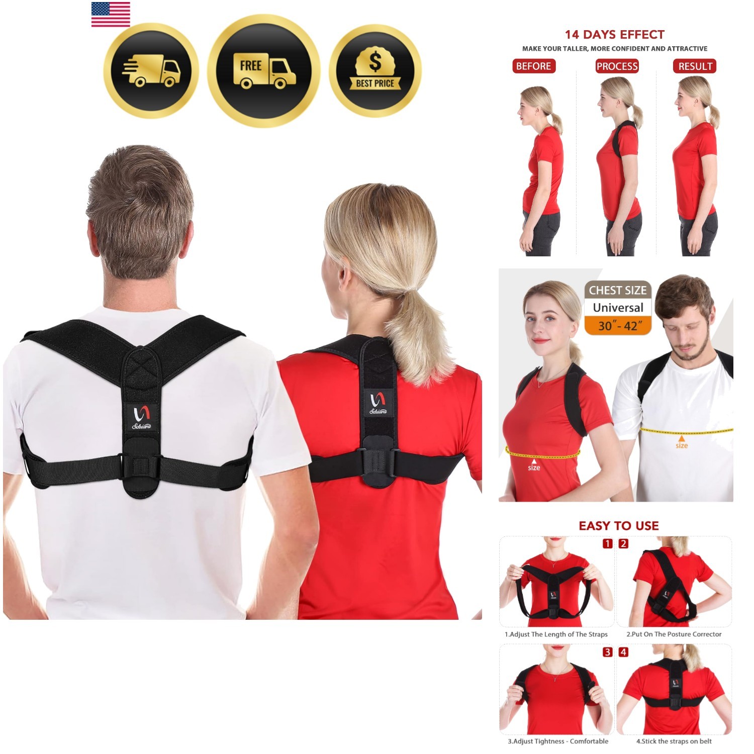 Posture Corrector for Men and Women, Comfortable Upper and Back Brace, Adjust…