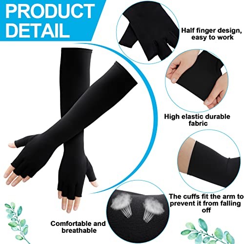 2 Pairs Copper Long Gloves Carpal Tunnel Gloves Open Medium Basic Style