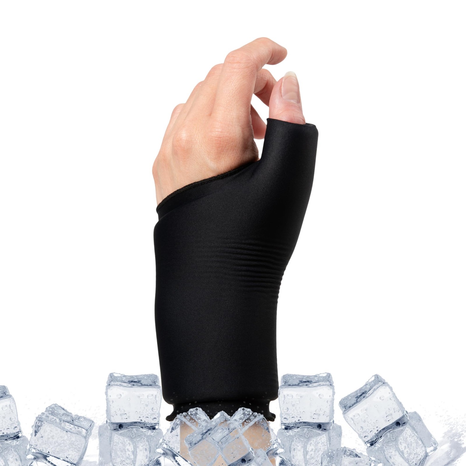 Cooling Compression Sleeve For Thumb and Wrist Pain (Jet Black, Large-Extra L…