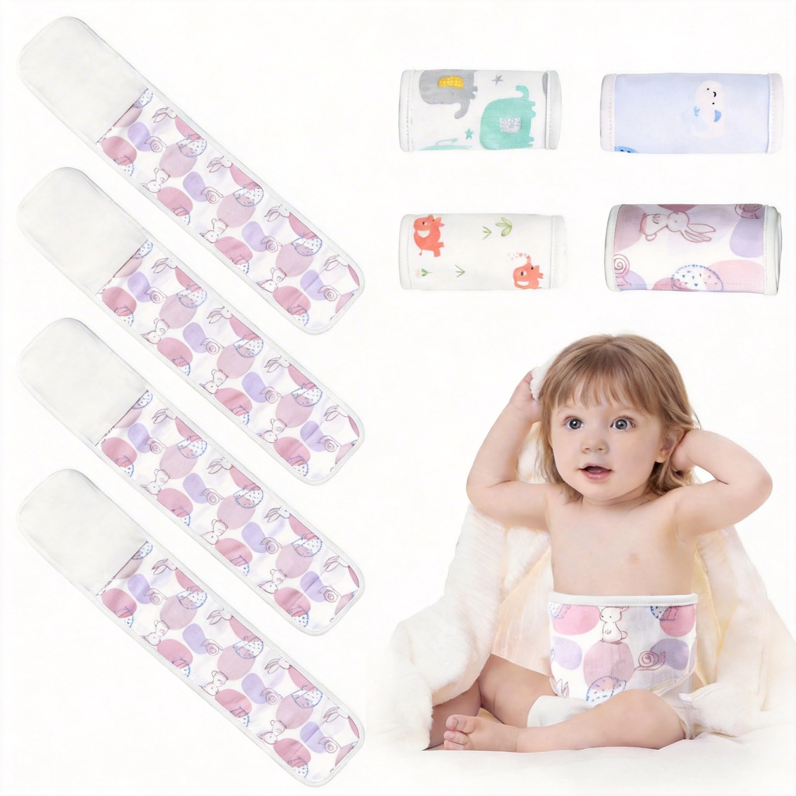 4pcs Newborn Infant Belly Wrap Comfort Pure Cotton Umbilical Cord Cover Band,…