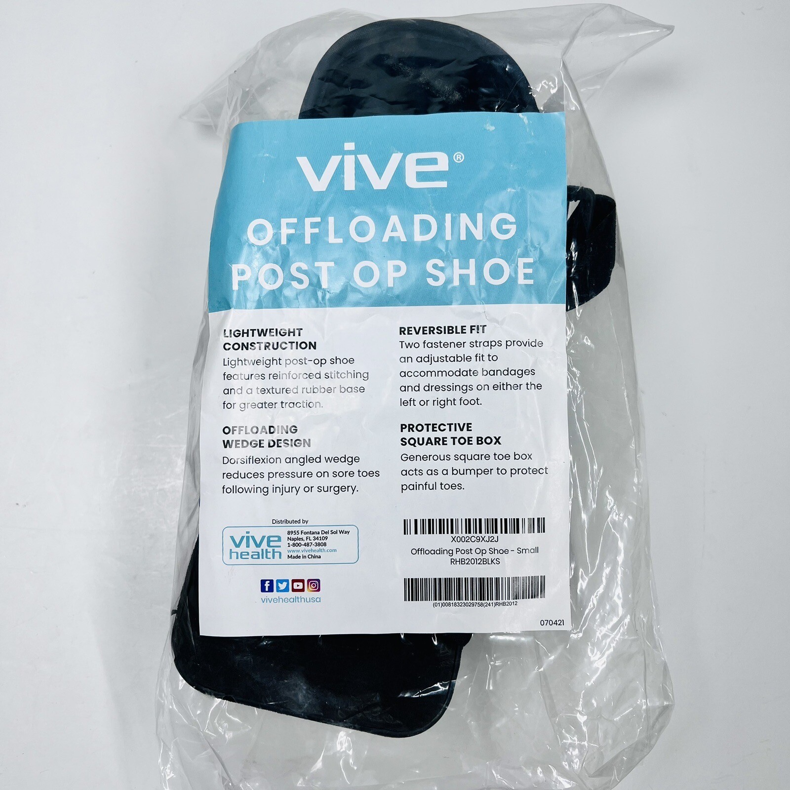 Vive Offloading Post Op Shoe (Black) SMALL Walking Boot Toe Injuries